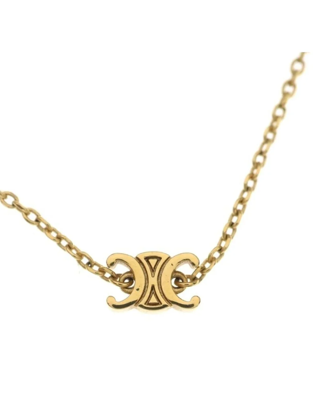 Celine Mini Triomphe Pendant Chain Gold Plated Necklace